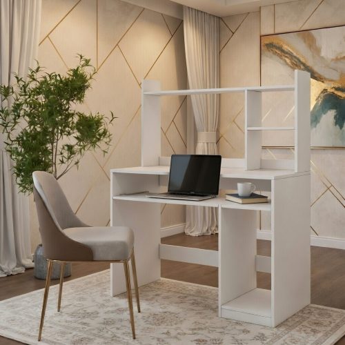 BM043 BEYAZ KİTAPLIKLI ÇALIŞMA MASASI