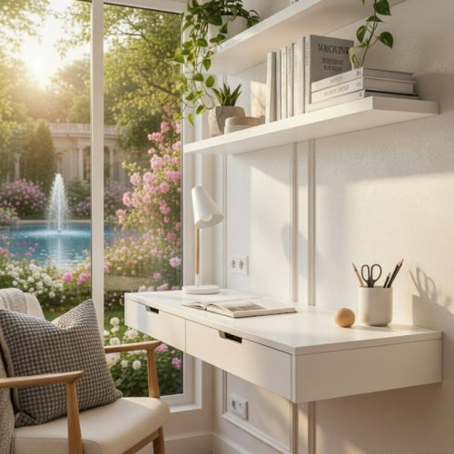 BM060 UÇAN ÇALIŞMA MASASI+UÇAN KİTAPLIK