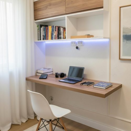 BM079 UÇAN ÇALIŞMA MASAS+ ASMA KİTAPLIK