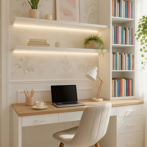 BM084 UÇAN RAFLI KİTAPLIKLI ÇALIŞMA MASASI