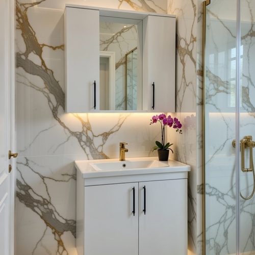 BY018 BEYAZ MDF BANYO DOLABI