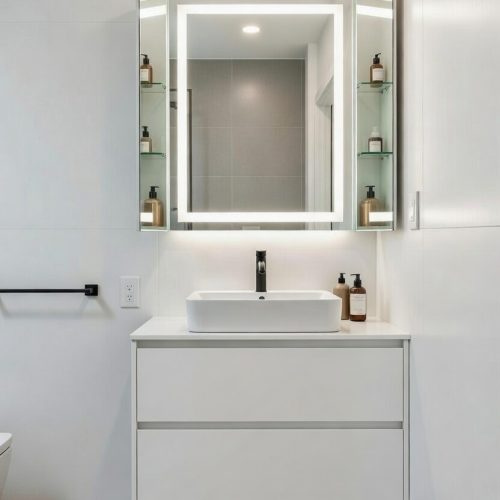 BY021  BEYAZ MDF BANYO DOLABI