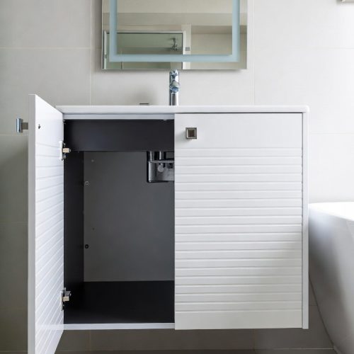 BY022 BEYAZ DÜZ MDF BANYO DOLABI