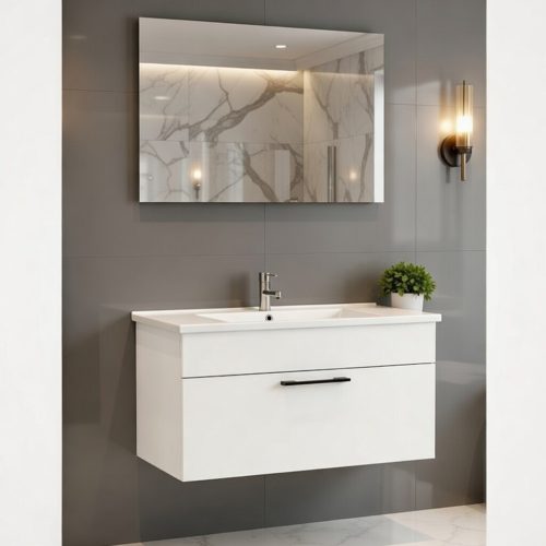 BY045 BEYAZ BANYO DOLABI+AYNA