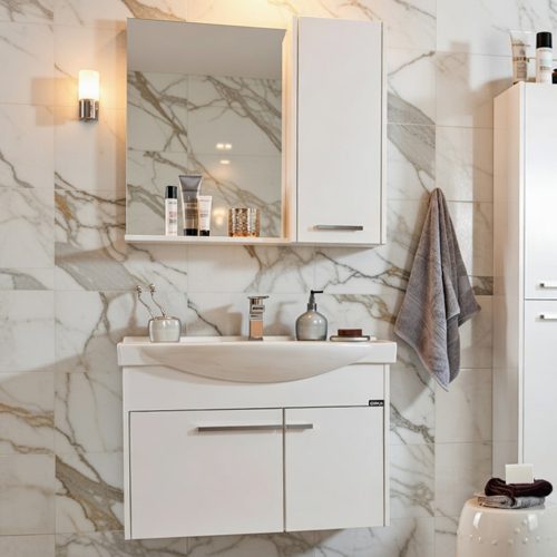 BY049 BEYAZ 3LÜ SET BANYO DOLABI