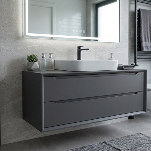 BY051 YÜKSEK KALİTE LÜKS LAKE ANTRESİT BANYO DOLABI