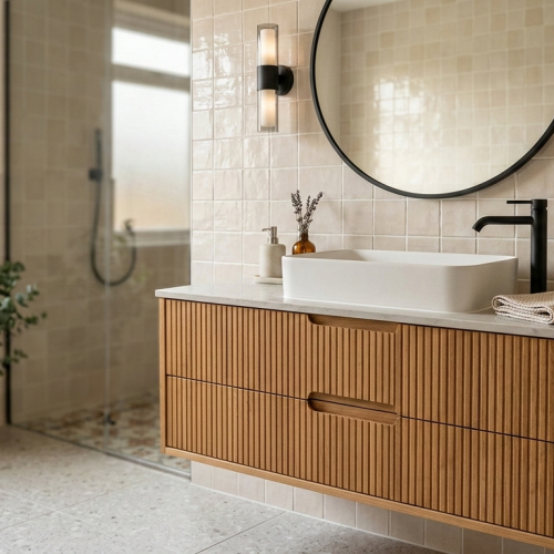 BY052 AHŞAP DESENLİ MEBRAN BANYO DOLABI