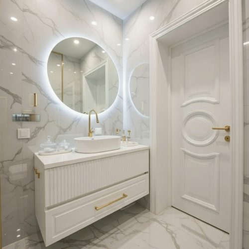 BY055 BEYAZ MEBRAN BANYO DOLABI+AYNA