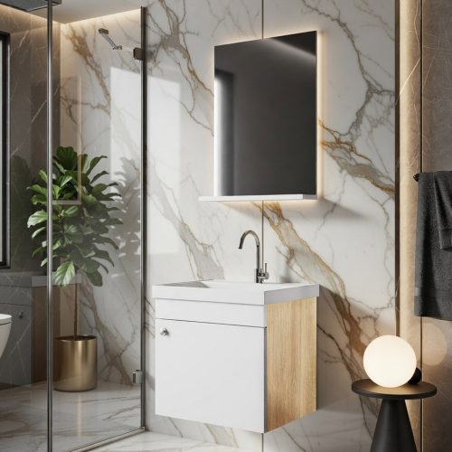 BY059 BEYA ZAHŞAP DESENLİ BANYO DOLABI+AYNA