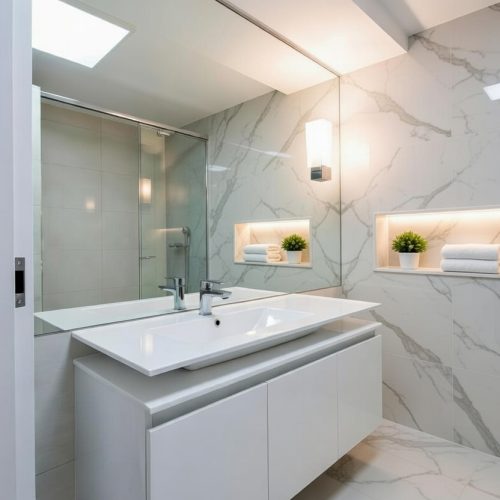 BY072 BEYAZ 3KAPAKLI BANYO DOLABI+ AYNA