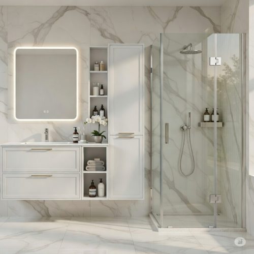 BY074 4LÜ SET BANYO DOLABI+LAKE KAPAK+IŞIK