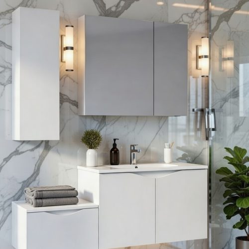 BY075 4LÜ SET LAKE KAPAK BANYO DOLABI