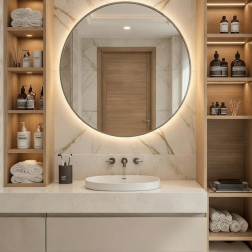 BY081 3LÜ SET +AYNA AHŞAP DESENLİ BANYO DOLABI