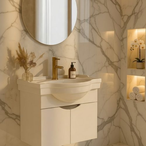 BY083 BEYAZ BANYO DOLABI+AYNA