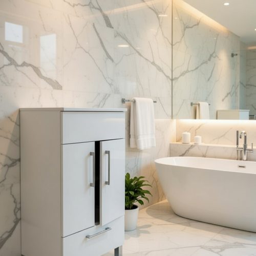 BY084 İKİ ÇEKMECELİ İKİ KAPAKLI BANYO DOLABI