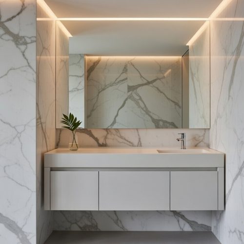 BY085 KUM BEJİ LAKE BANYO DOLABI 3 KAPAKLI+AYNA