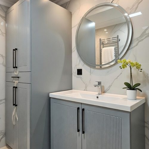 BY096 MEBRAN BANYO DOLABI+IŞIKLI AYNA