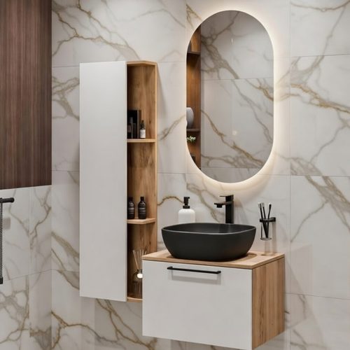 BY098 3 LÜ SET BANYO DOLABI+IŞIKLI AYNA