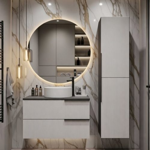 BY099 3LÜ SET BANYO DOLABI+IŞIKLI AYNA