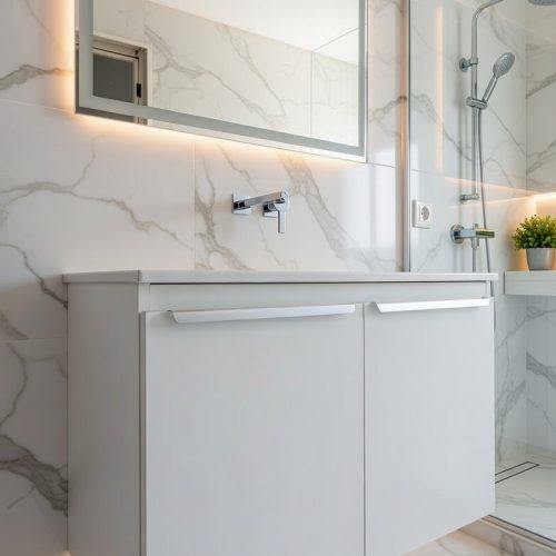 BY102 SOFT BEYAZ BANYO DOLABI+IŞIKLI AYNA