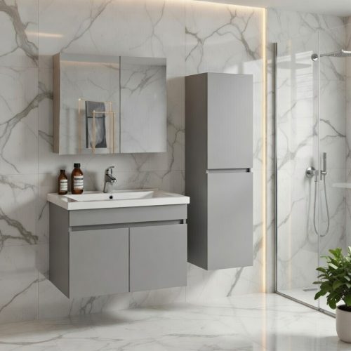 BY105 GRİ 3LÜ SET BANYO DOLABI