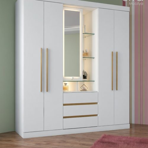 GDP012 4 KAPAKLI 3 ÇEKMECELİ MAKYAJ AYNASI İÇİNDE GARDROP