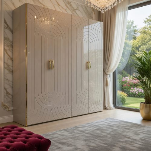 GDP015 KREM+GOLD MEBRAN KAPAK GARDROP