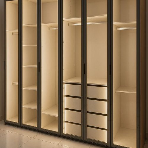 GDP025 6 KAPAKLI CAMLI IŞIKLI GARDROP