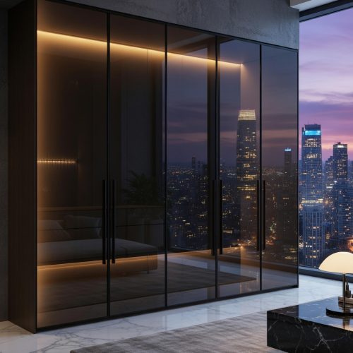 GDP0102 5 KAPAKLI CAMLI IŞIKLI GARDROP