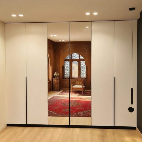 GDP0133 6 KAPAKLI MAT BEYAZ AYNALI GARDROP