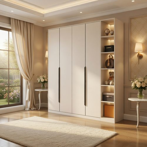 GDP016 4 KAPAKLI BÖLMELİ RAFLI GARDROP