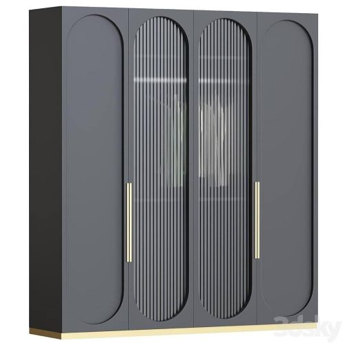 GDP026 4 KAPAKLI NEVRİMLİ CAMLI MEBRAN GARDROP