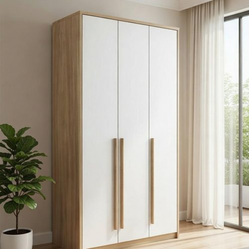 GDP034 3 KAPAKLI AHŞAP DESENLİ GARDROP