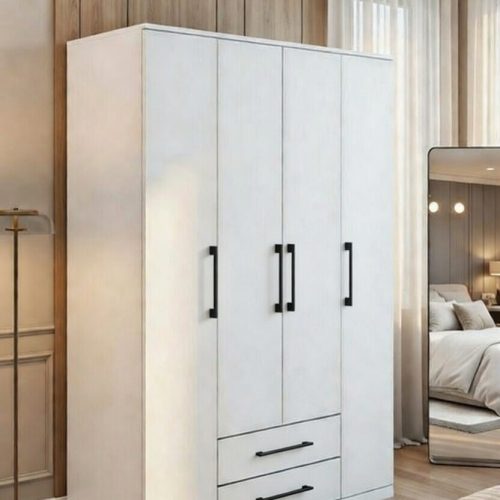 GDP039 4 KAPAKLI 2 ÇEKMECELİ DÜZ MDF GARDROP