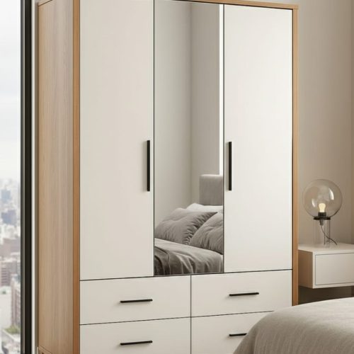 GDP040 3 KAPAKLI 4 ÇEKMECELİ ESTETİK GARDROP