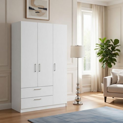 GDP046 3 KAPAKLI 2 ÇEKMECELİ DÜZ ELBİSE DOLABI