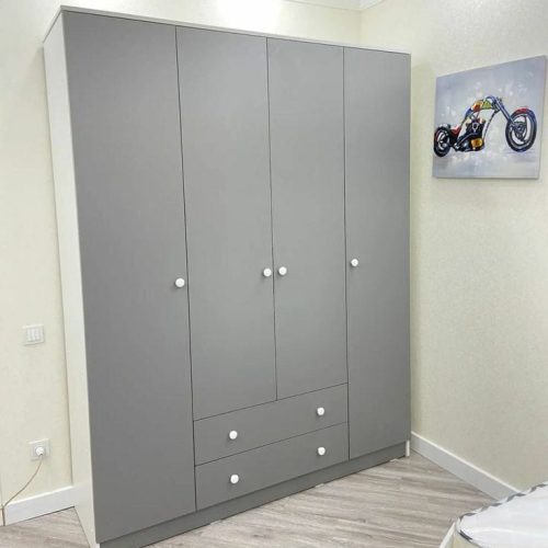 GDP08 4 KAPAKLI 2 ÇEKMECELİ ANTRESİT GARDROP