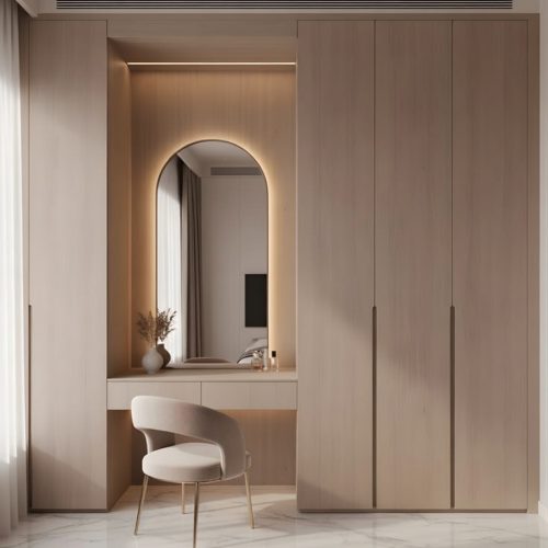 GDP084 4 KAPAKLI MAKYAJ AYNALI IŞIKLI GARDROP+YÜKLÜK