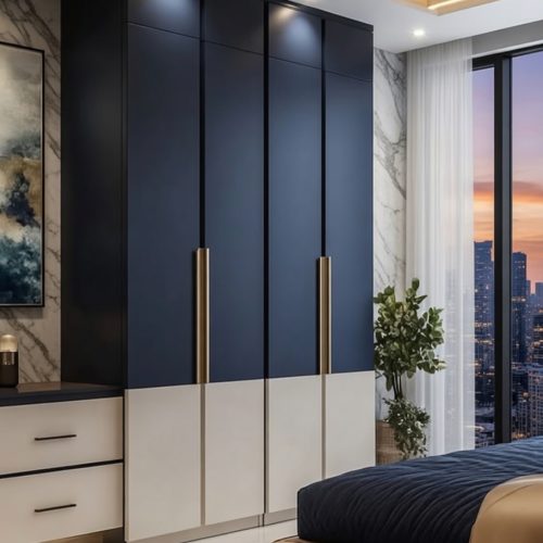 GDP088 4 KAPAKLI ÇİFT RENK LAKE  GARDROP+YÜKLÜK