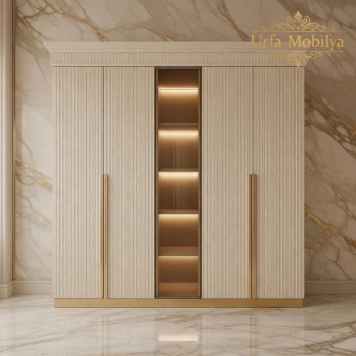 GDP089 5 KAPAKLI KREM CAMLI KAPAKLI GARDROP