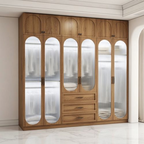 GDP092 YUVARLADESENLİ NEVRİMLİ CAM+LED GARDROP