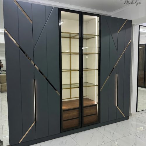 GDP098 ANTRASİT MEBRAN KAPAKLI GARDROP